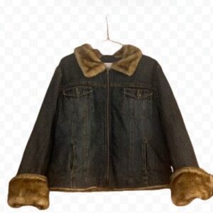 Carolina Colours Denim Jacket w/ Faux Fur Collar & Cuffs Women’s XL